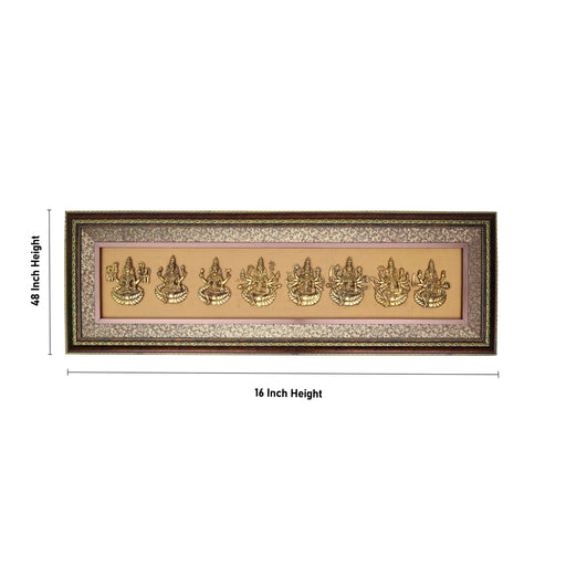 Brass Ashtalakshmi Idol Photo Frame - 48 x 16 Inches | Ashtalaxmi Murti Picture Frame for Wall Decoration - Hindu God Photos & Frames
