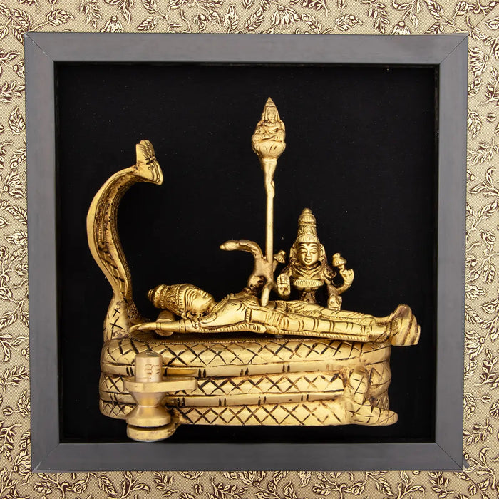 Brass Padmanabha Swamy Photo Frame - 15 x 15 Inches | Padmanabhaswamy Picture Frame for Wall Decoration - Hindu God Photos & Frames