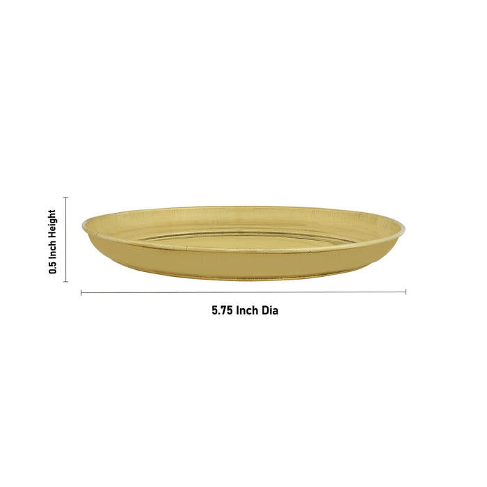 Brass Plate - 0.5 x 5.75 Inches | Thali Plate/ Pooja Plate for Home - Pooja Plate & Tray