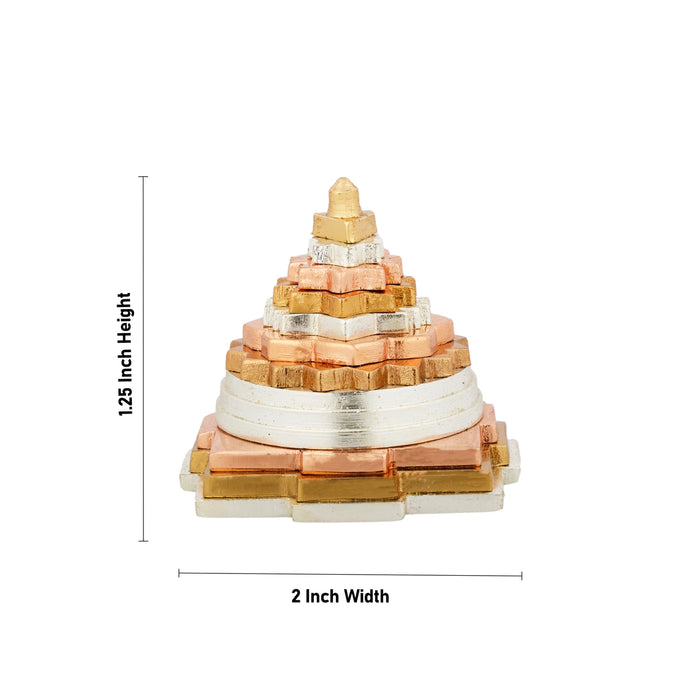 Maha Meru - 1.25 x 2 Inches | Zinc Sri Yantra/ Mahameru Yantra/ Shri Yantra for Pooja - Maha Meru & Yantra