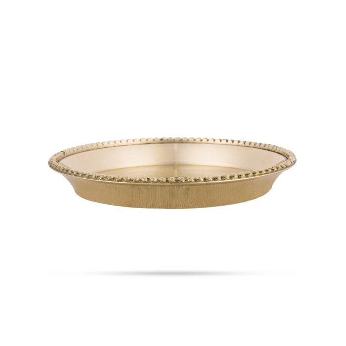 Brass Plate - 0.5 x 3.5 Inches | Pooja Plate/ Thali Plate for Home - Pooja Plate & Tray