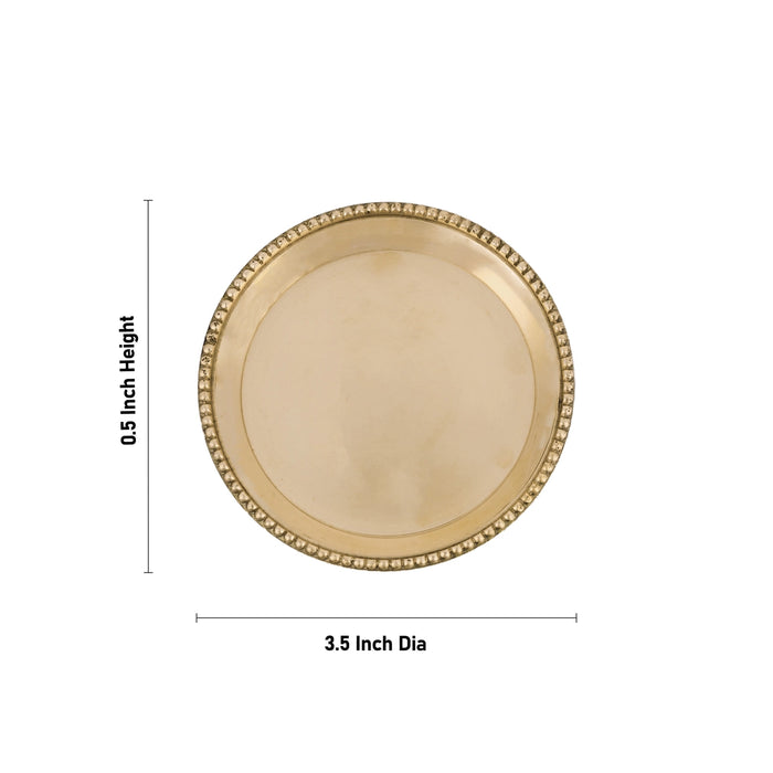 Brass Plate - 0.5 x 3.5 Inches | Pooja Plate/ Thali Plate for Home - Pooja Plate & Tray