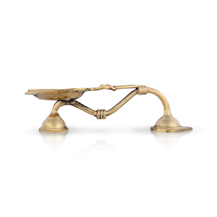 One Mukh Aarti - 2 x 9 Inches | Brass Aarti/ Kapoor Dhani/ Camphor Burner With Handle For Daily Pooja Use - Kapur Aarti