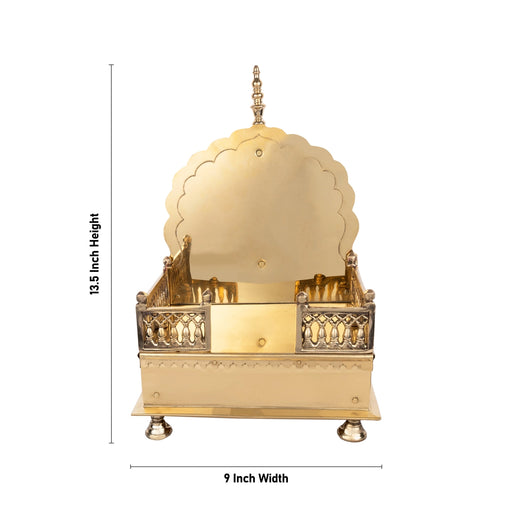 Sinhasan With Leg - 13.5 x 9 Inches | Brass Simhasanam/ Singhasan for Deity - Pooja Aasan & Bajot & Pooja Mat