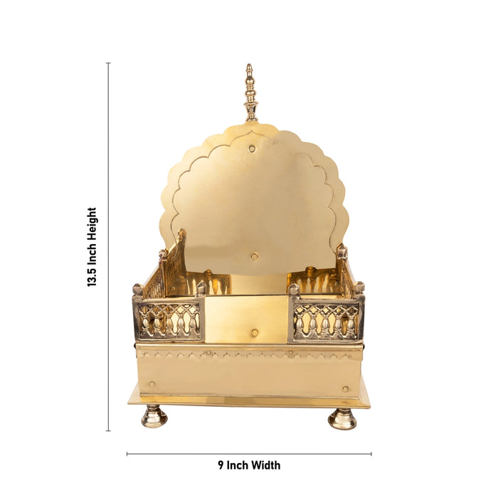 Sinhasan With Leg - 13.5 x 9 Inches | Brass Simhasanam/ Singhasan for Deity - Pooja Aasan & Bajot & Pooja Mat