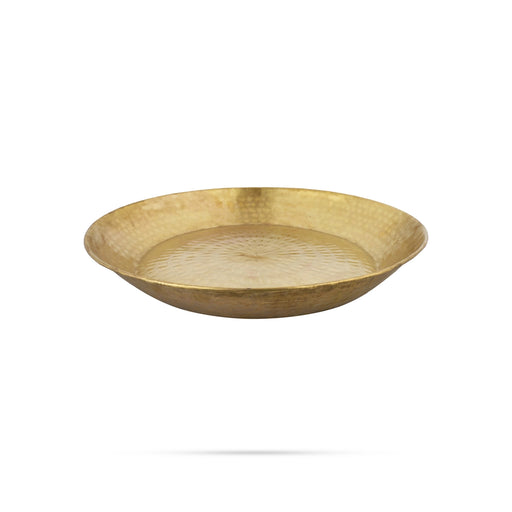 Brass Plate - 2.25 x 18 Inches | Thambulam Thattu/ Thali Plate/ Pooja Plate for Home - Pooja Plate & Tray