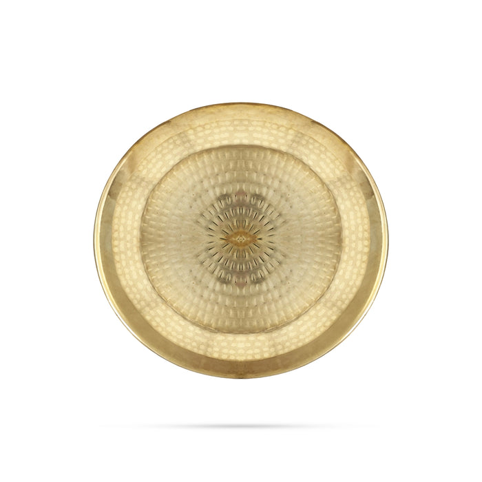 Brass Plate - 2.25 x 18 Inches | Thambulam Thattu/ Thali Plate/ Pooja Plate for Home - Pooja Plate & Tray