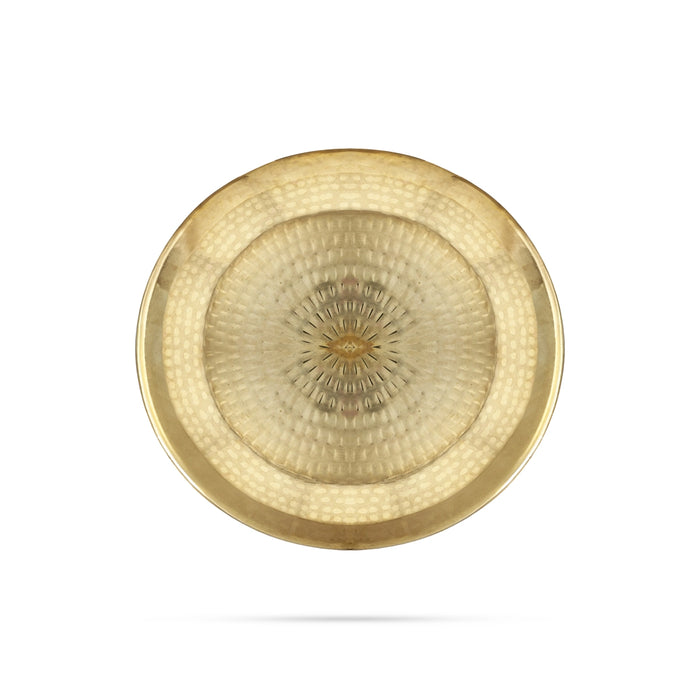 Brass Plate - 2 x 16 Inches | Thambulam Thattu/ Thali Plate/ Pooja Plate for Home - Pooja Plate & Tray