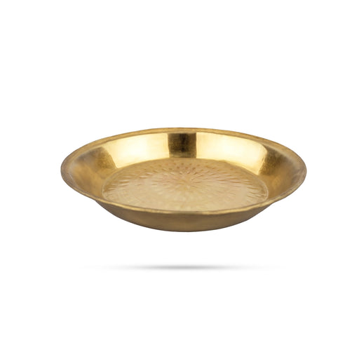 Brass Plate - 2 x 14 Inches | Thambulam Thattu/ Thali Plate/ Pooja Plate for Home - Pooja Plate & Tray