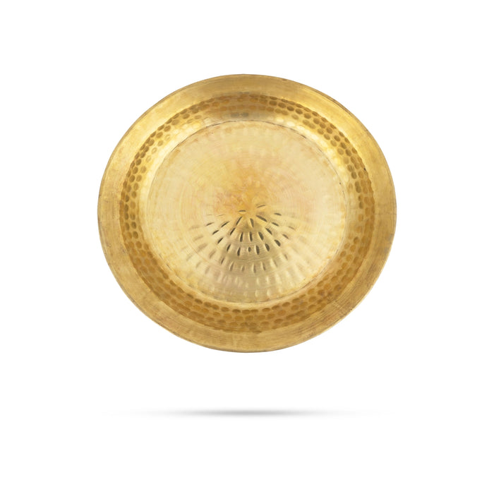 Brass Plate - 2 x 14 Inches | Thambulam Thattu/ Thali Plate/ Pooja Plate for Home - Pooja Plate & Tray