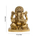 Ganesh Murti Sitting On Base - 4 x 3.5 Inches | Antique Brass Idol/ Vinayaka Statue for Pooja - Brass Murties