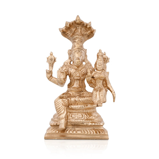 Lakshmi Hayagriva Statue With Sheshnag - 3.75 x 2 Inches | Panchaloha Statue/ Lakshmi Hayagreevar Idol for Pooja - Panchaloha Murties