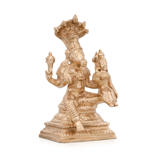 Lakshmi Hayagriva Statue With Sheshnag - 3.75 x 2 Inches | Panchaloha Statue/ Lakshmi Hayagreevar Idol for Pooja - Panchaloha Murties