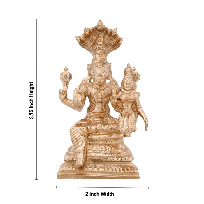 Lakshmi Hayagriva Statue With Sheshnag - 3.75 x 2 Inches | Panchaloha Statue/ Lakshmi Hayagreevar Idol for Pooja - Panchaloha Murties