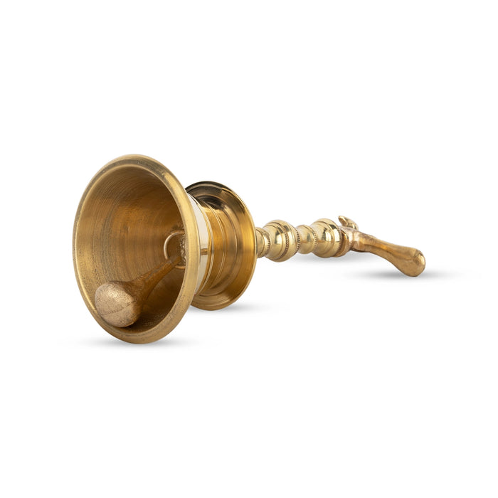 Hand Bell With Peacock Design Handle - 12 x 4.5 Inches | Brass Bell/ Ghanti for Pooja - Pooja Bells