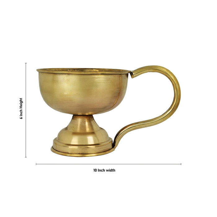 Sambrani Stand - 6 x 10 Inches | Brass Dhoopakal with Handle/ Dhoop Stand/ Dhoop Holder for Pooja - Sambrani Stand