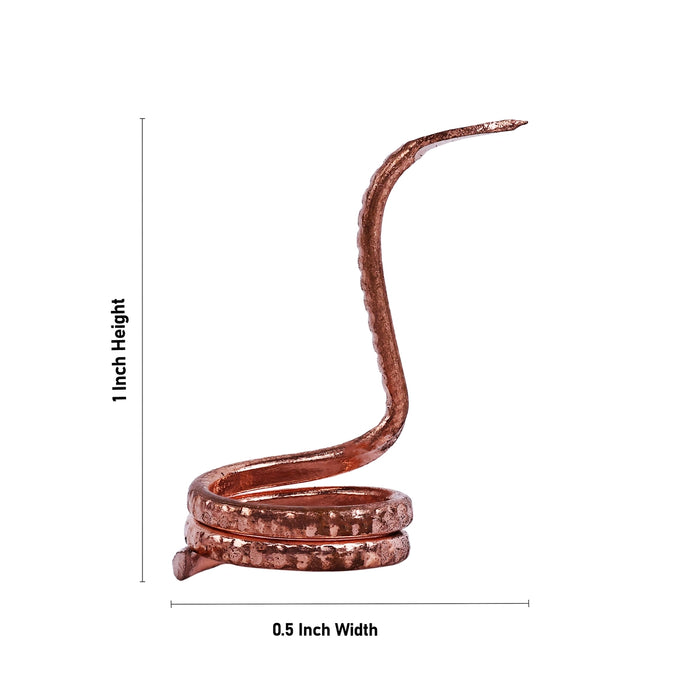 Nagam Statue - 1 x 0.5 Inch | Copper Idol/ Snake Statue/ Naag Devta Murti for Pooja - Deity Accessories
