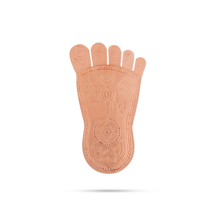 Vishnu Padham - 5 x 2.5 Inches | Copper Vishnu Charan Paduka/ Vishnu Paduka for Pooja - Pooja Box & Paduka