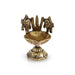 Shankh Chakra Namam Design Brass Lamp - 2.75 x 1.75 Inches | Antique Polish Vilakku With Base/ Deepam for Pooja - Deity Lamps