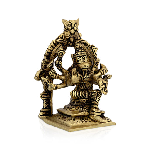 Varahi Amman Statue - 4.5 x 3.25 Inches |Antique Brass Idol / Varahi Statue/ Varahi with Arch Idol for Pooja - Brass Murties
