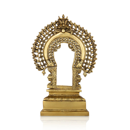 Prabhavali Arch with Peedam - 18 x 12 Inches | Antique Brass Thiruvachi/ Temple Prabhavali - Pooja Accessories