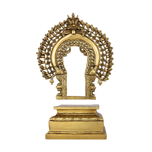 Prabhavali Arch with Peedam - 18 x 12 Inches | Antique Brass Thiruvachi/ Temple Prabhavali - Pooja Accessories