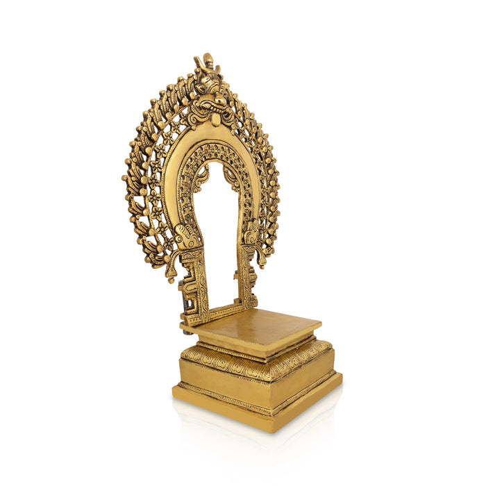 Prabhavali Arch with Peedam - 18 x 12 Inches | Antique Brass Thiruvachi/ Temple Prabhavali - Pooja Accessories