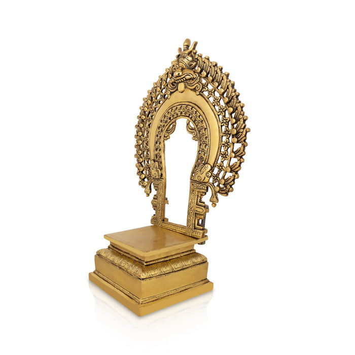 Prabhavali Arch with Peedam - 18 x 12 Inches | Antique Brass Thiruvachi/ Temple Prabhavali - Pooja Accessories