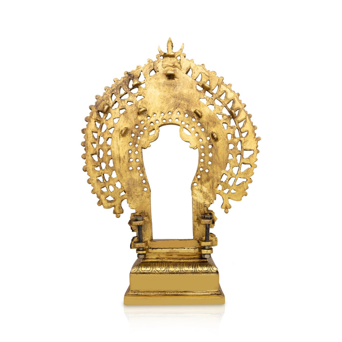 Prabhavali Arch with Peedam - 18 x 12 Inches | Antique Brass Thiruvachi/ Temple Prabhavali - Pooja Accessories