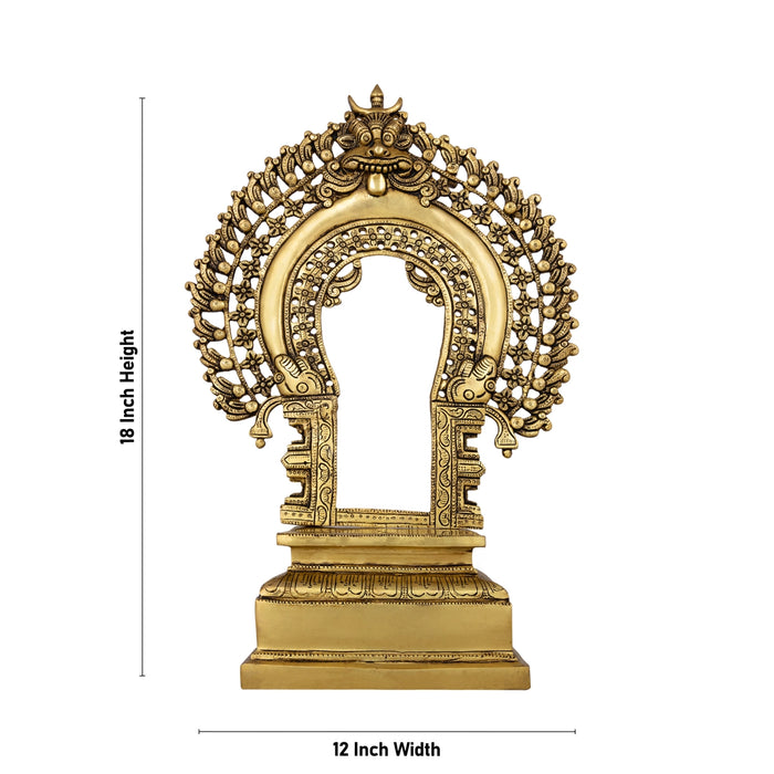 Prabhavali Arch with Peedam - 18 x 12 Inches | Antique Brass Thiruvachi/ Temple Prabhavali - Pooja Accessories