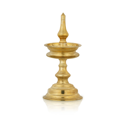 Brass Lamp - 13 x 5.5 Inches | Saraswati Lamp/ Kerala Vilakku/ Kerala Kuthu Vilakku for Pooja - Kerala Vilakku