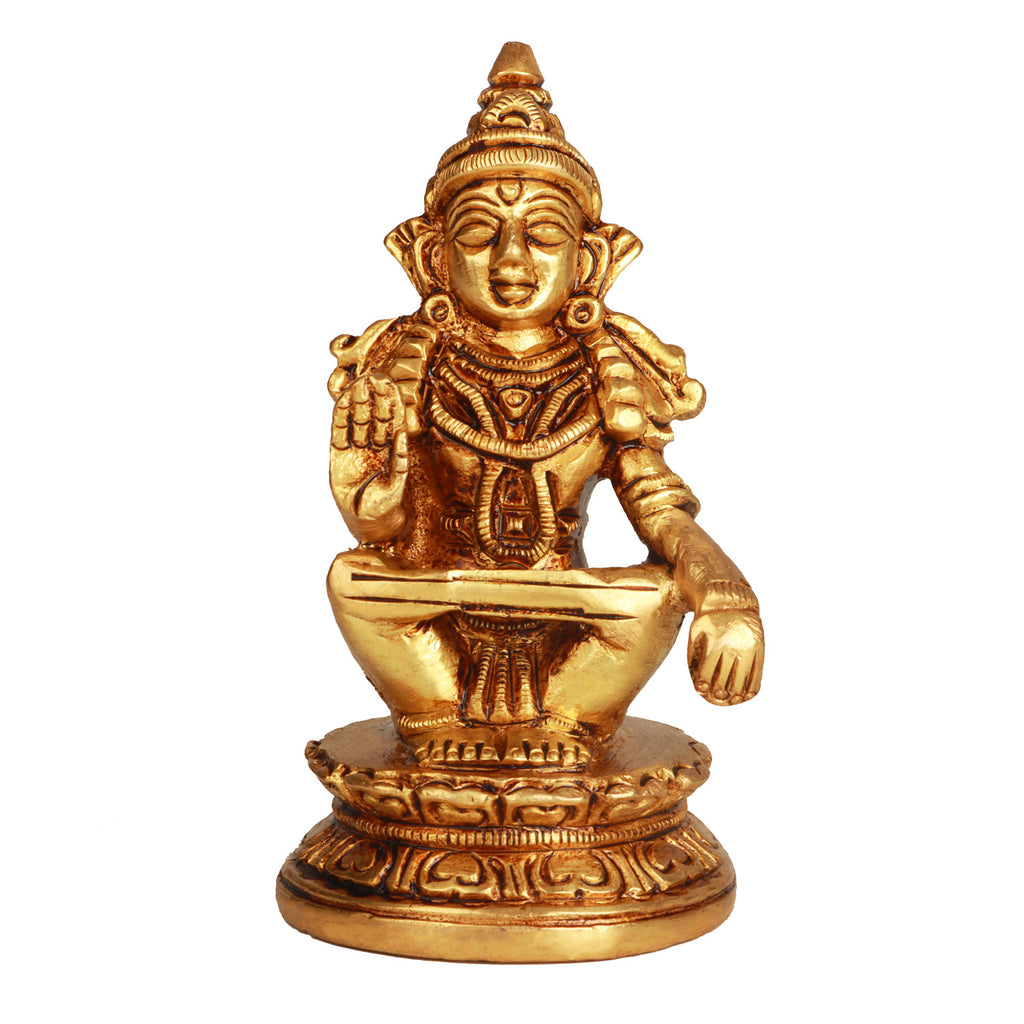 Ayyappan Statue - 3.5 Inch | Brass Statue/ Ayyappan Idol for Pooja