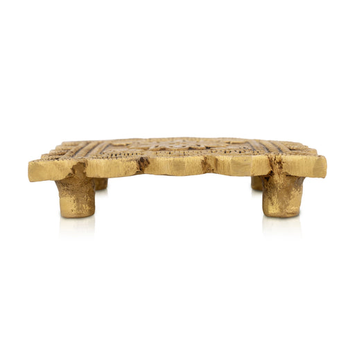 Pooja Chowki With Leg - 0.75 x 3.25 Inches | Antique Brass Patla/ Designed Bajot for Pooja & Home - Pooja Aasan & Bajot & Pooja Mat