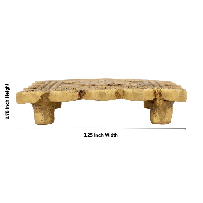 Pooja Chowki With Leg - 0.75 x 3.25 Inches | Antique Brass Patla/ Designed Bajot for Pooja & Home - Pooja Aasan & Bajot & Pooja Mat