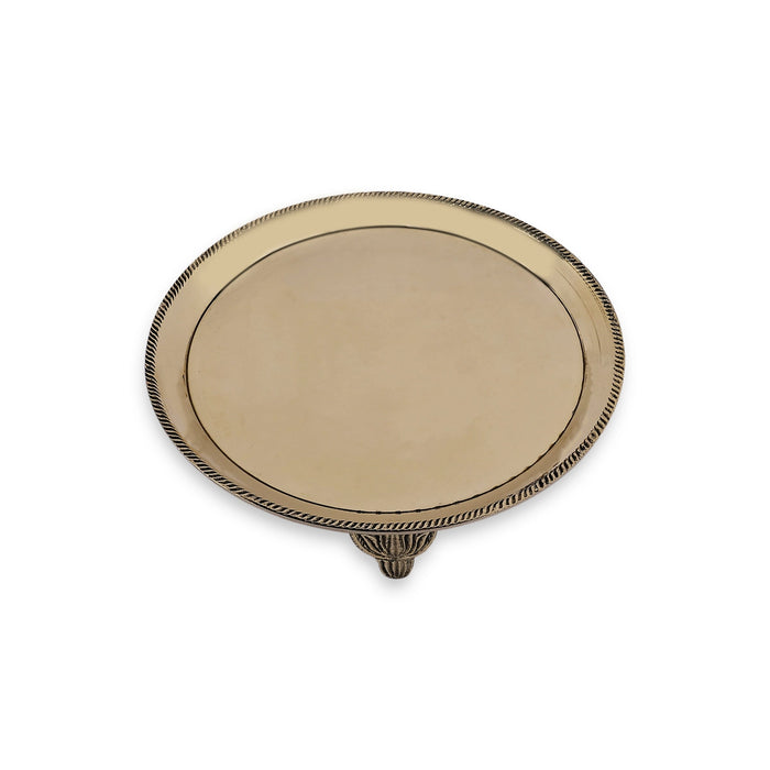 Brass Plate With Leg - 2 x 7 Inches | Pooja Stand/ Pin Tray/ Pooja Asan for Deity - Pooja Plate & Tray