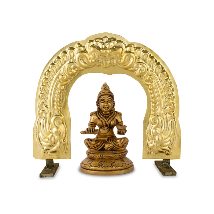 Brass Thiruvachi | Inner 6 x 5 Inches/ Outer 8.5 x 9.5 Inches/ Prabhavali/ Thiruvatchi for Deity - Deity Accessories