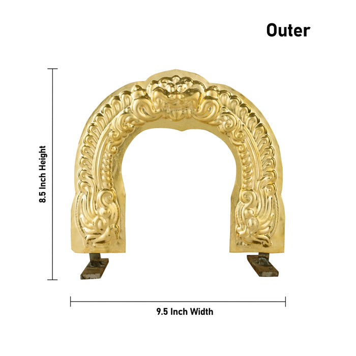 Brass Thiruvachi | Inner 6 x 5 Inches/ Outer 8.5 x 9.5 Inches/ Prabhavali/ Thiruvatchi for Deity - Deity Accessories