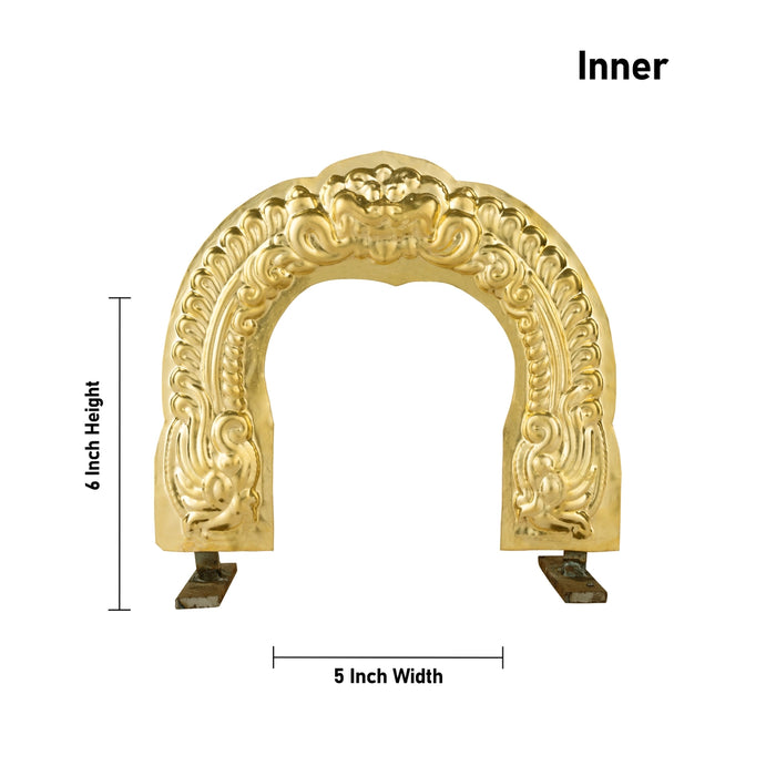 Brass Thiruvachi | Inner 6 x 5 Inches/ Outer 8.5 x 9.5 Inches/ Prabhavali/ Thiruvatchi for Deity - Deity Accessories