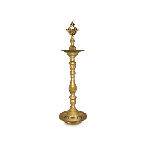 Kuthu Vilakku - 22 x 6 Inches | Brass Lamp/ Lotus Pirai Design Brass Deepam/ Brass Pooja Diya for Pooja - Kuthuvilakku