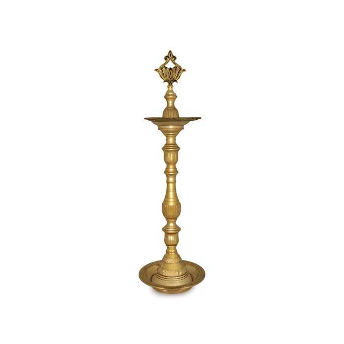 Kuthu Vilakku - 22 x 6 Inches | Brass Lamp/ Lotus Pirai Design Brass Deepam/ Brass Pooja Diya for Pooja - Kuthuvilakku