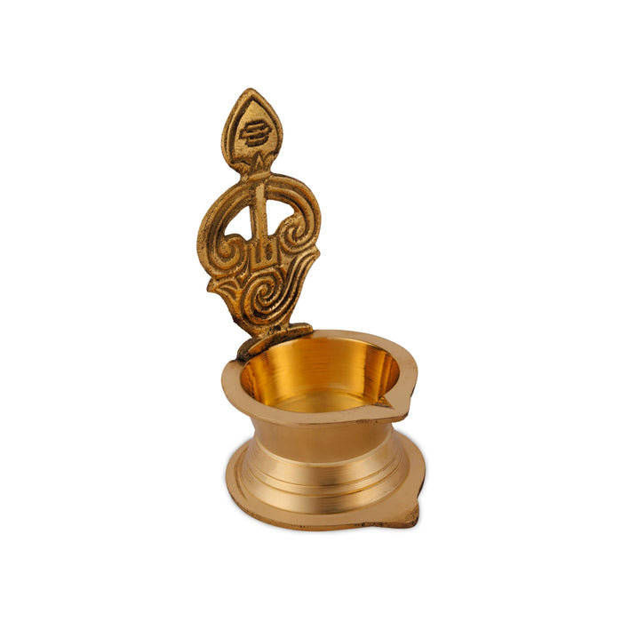 Om Vel Lamp - 4.5 x 2.25 Inches | Brass Vilakku / Karthik Deep for Home & Pooja - Deity Lamps