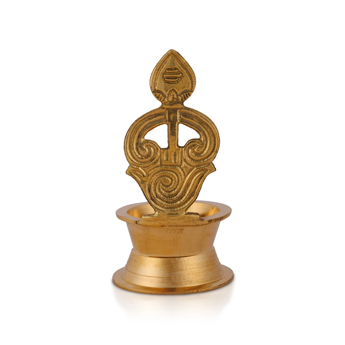 Om Vel Lamp - 4.5 x 2.25 Inches | Brass Vilakku / Karthik Deep for Home & Pooja - Deity Lamps