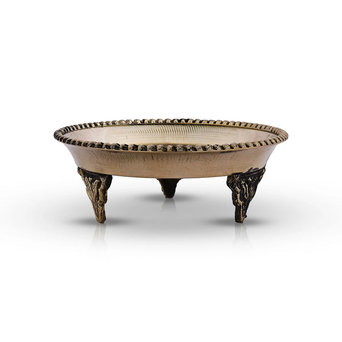 Brass Plate With Leg - 1 x 3 Inches | Pooja Stand/ Thali Plate/ Pooja Plate/ Pooja Asan for Deity - Pooja Plate & Tray