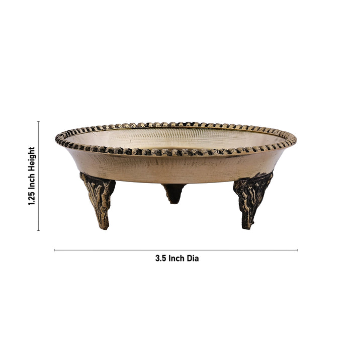 Brass Plate With Leg - 1.25 x 3.5 Inches | Pooja Stand/ Thali Plate/ Pooja Plate/ Pooja Asan for Deity - Pooja Plate & Tray