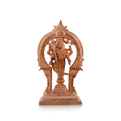 Murugan Statue With Arch - 3.5 x 2 Inches | Copper Kartikeya Statue/ Standing Murugan Idol for Worship