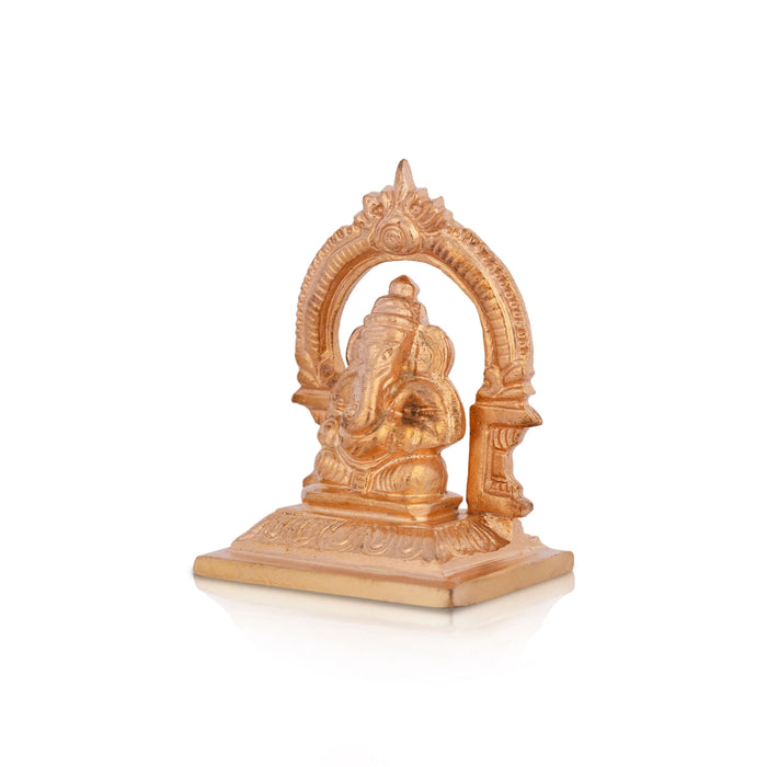 Ganesh Murti With Arch - 2.5 x 1.75 Inches | Copper Idol/ Ganpati Murti Sitting On Base for Pooja - Copper Murties