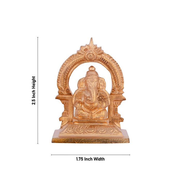 Ganesh Murti With Arch - 2.5 x 1.75 Inches | Copper Idol/ Ganpati Murti Sitting On Base for Pooja - Copper Murties