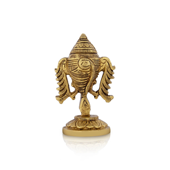 Vishnu Shank With Base - 3 x 2 Inches | Antique Brass Vishnu Sangu/ Vishnu Shanku for Pooja - Deity Accessories