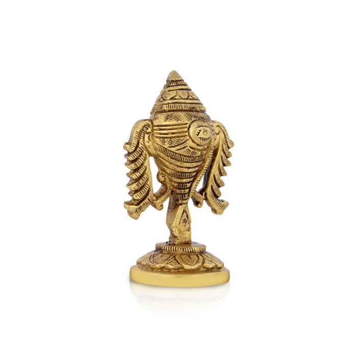 Vishnu Shank With Base - 3 x 2 Inches | Antique Brass Vishnu Sangu/ Vishnu Shanku for Pooja - Deity Accessories