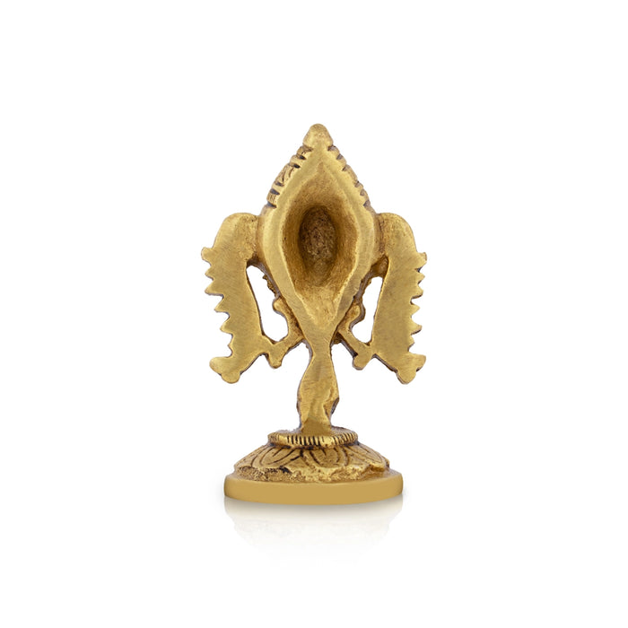 Vishnu Shank With Base - 3 x 2 Inches | Antique Brass Vishnu Sangu/ Vishnu Shanku for Pooja - Deity Accessories